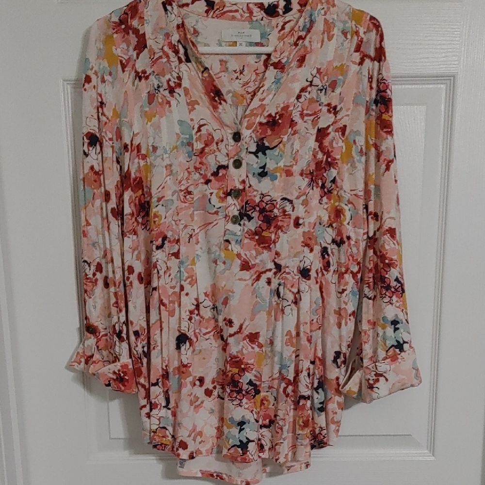 new directions Pink Floral Tunic Top